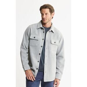 JACHS Wool Blend Overshirt Jacket Sz XXL Grey Fleece Lined Button Lumberjack NWT